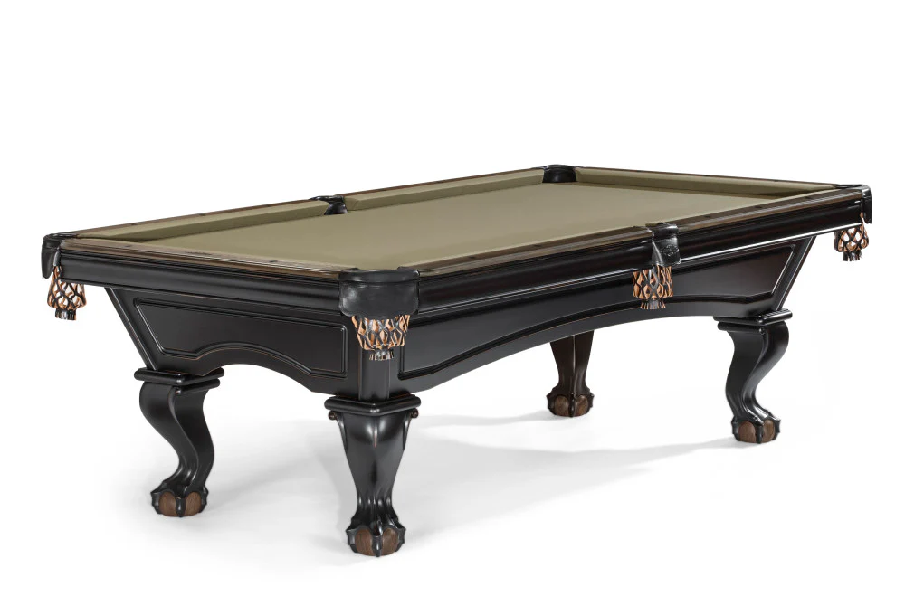 Brunswick glenwood 7 foot pool table with talon ball and claw leg matte black with coffee rails