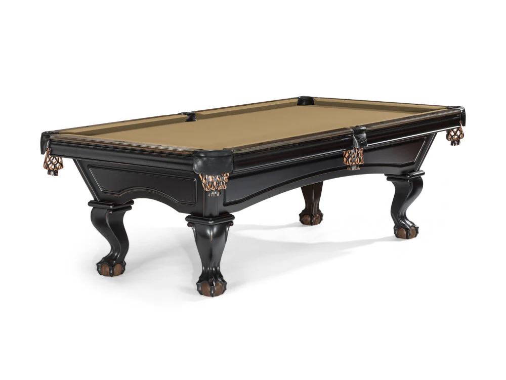 Glenwood 8 foot pool table with talon ball & claw leg - black with coffee rails