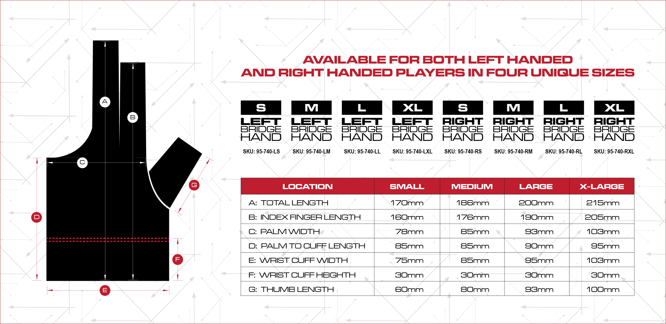Cuetec Axis Glove Size Chart